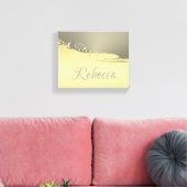 Luxe goudmetalen decoratief op goud en zilver canvas afdruk (Insitu (Woonkamer))