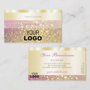 Luxe goudroze Paarse mousserende glitter Voeg Logo Visitekaartje
