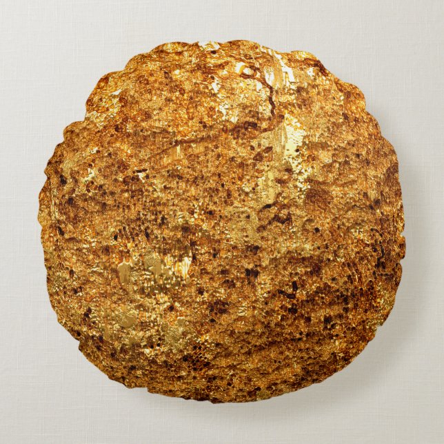 Luxe goudtextuur. rond kussen (Voorkant)