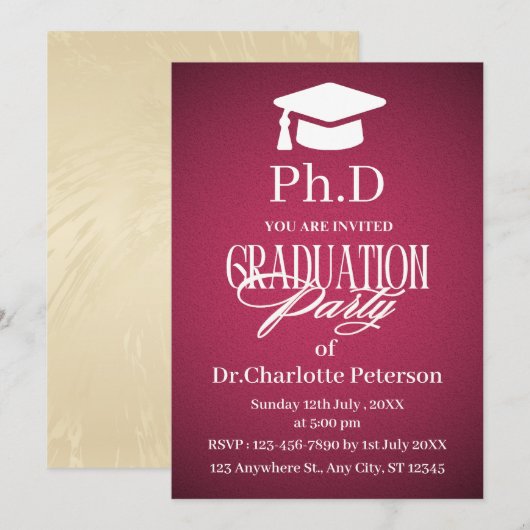 Luxe Gradiënt PhD Afstudeerfeest Kaart (Voorkant / Achterkant)