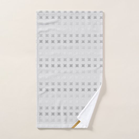 LUXE GRAY WHITE SQUARE PATROON TOWEL SET BAD HANDDOEK (Handdoek)