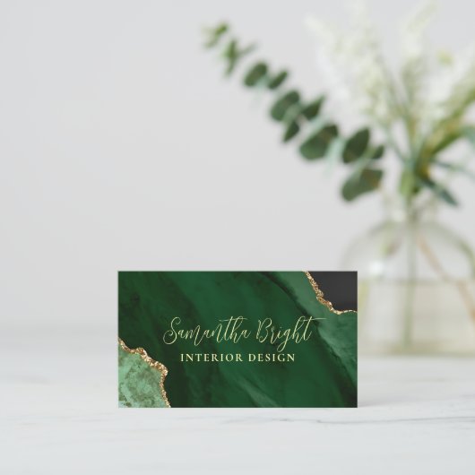 Luxe Green Emerald Carte de visite (Debout devant)