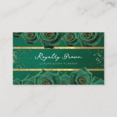 Luxe Green Gold Floral Carte de visite (Devant)