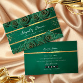 Luxe Green Gold Floral Carte de visite