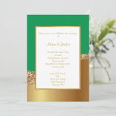 LUXE GREEN GOLD WAVE WEDDING INVITATION KAART (Staand voorkant)