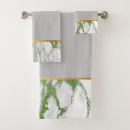 LUXE GREEN GRABELE BATHROOM TOWEL SET BAD HANDDOEK
