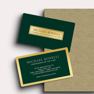 Luxe Green Leather Gold Étiquette Professionnel