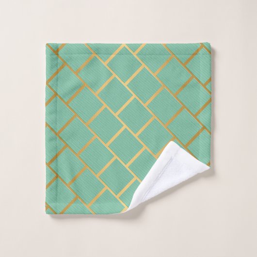 LUXE GREEN STRIPE ABSTRACTE BATHROOM TOWEL SET BAD HANDDOEK (Wasdoekje)