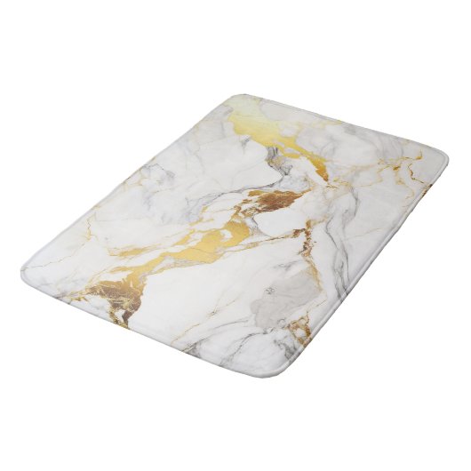 Luxe Grijs en Gouden Textuur Wit Marmer Badmat (Gekanteld)