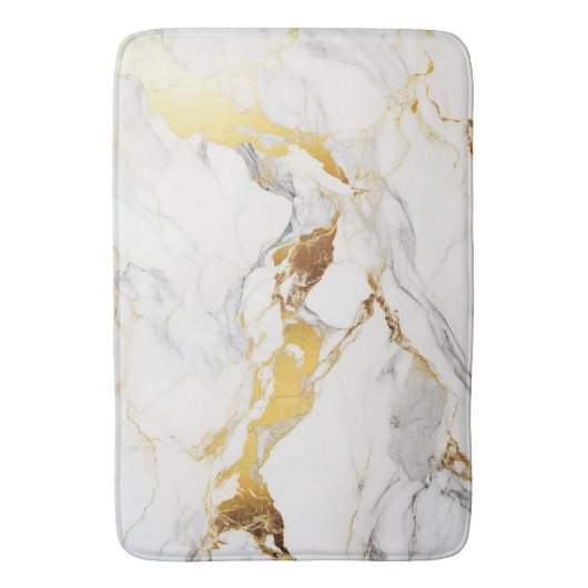 Luxe Grijs en Gouden Textuur Wit Marmer Badmat (Voorkant Verticaal)