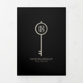 Luxe Grijs Skelet Key Real Estate Brochure Drieluik Kaart (Cover)