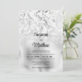 Luxe grijs wit zilver marmer bruiloft kaart (Staand voorkant)