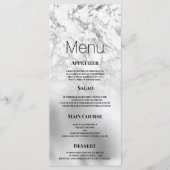Luxe grijs wit zilver marmer Bruiloft Menu (Voorkant)