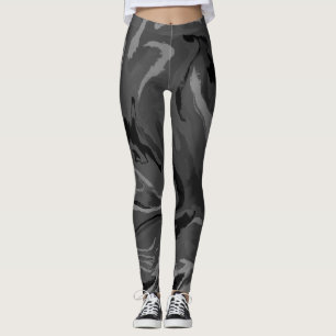 Luxe Grijs Zwart Waterverf Abstract Magic Leggings
