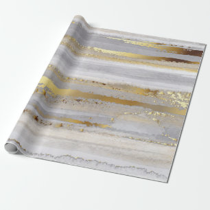 Luxe grijze waterverf en gouden textuur cadeaupapier