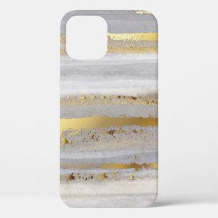 Luxe grijze waterverf en goudtextuur iPhone 12 hoesje