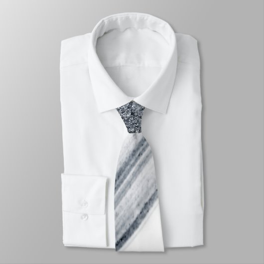 Luxe grijze zilver Glitter Abstracte Stropdas (Gebonden)