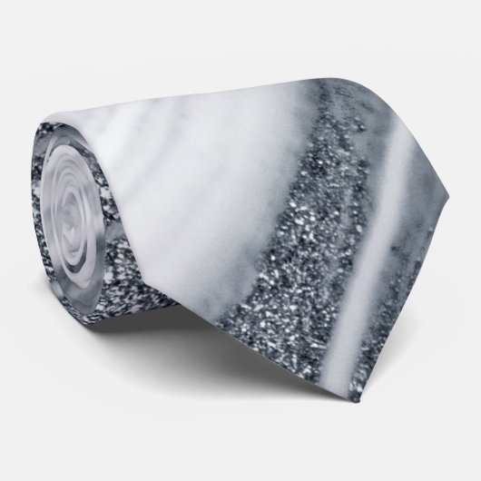 Luxe grijze zilver Glitter Abstracte Stropdas (Opgerold)