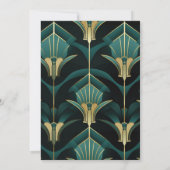 Luxe Groen en Goud Art Deco Bruiloft Kaart (Achterkant)