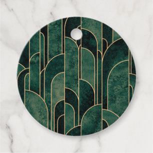 Luxe groen en goud Art Deco Patroon Bedankjes Labels