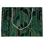 Luxe groen en goud Art Deco Patroon Groot Cadeauzakje (Voorkant)