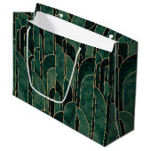 Luxe groen en goud Art Deco Patroon Groot Cadeauzakje (Voorkant Gekanteld)