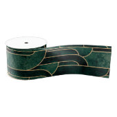 Luxe groen en goud Art Deco Patroon Grosgrain Lint (Spoel)