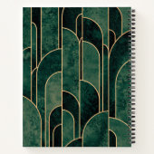 Luxe groen en goud Art Deco Patroon Notitieboek (Achterkant)