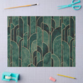 Luxe groen en goud Art Deco Patroon Tissuepapier (Craft)