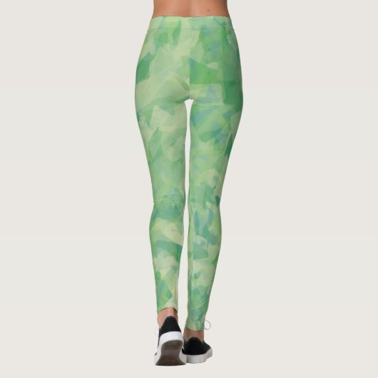 Luxe Groen Gele Waterverf Abstracte Kunst Leggings (Achterkant)