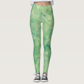 Luxe Groen Gele Waterverf Abstracte Kunst Leggings (Voorkant)