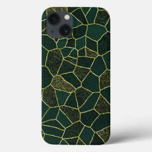 Luxe Groen Goud Abstract Chic Textuurpatroon iPhone 13 Hoesje