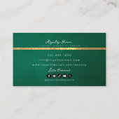 Luxe Groen Goud Bloemen Visitekaartje (Achterkant)