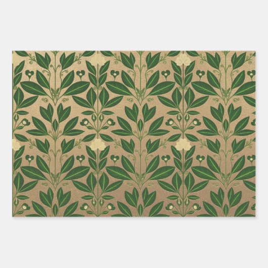 Luxe Groen & Goud Botanisch Inpakpapier Vel (Voorkant)