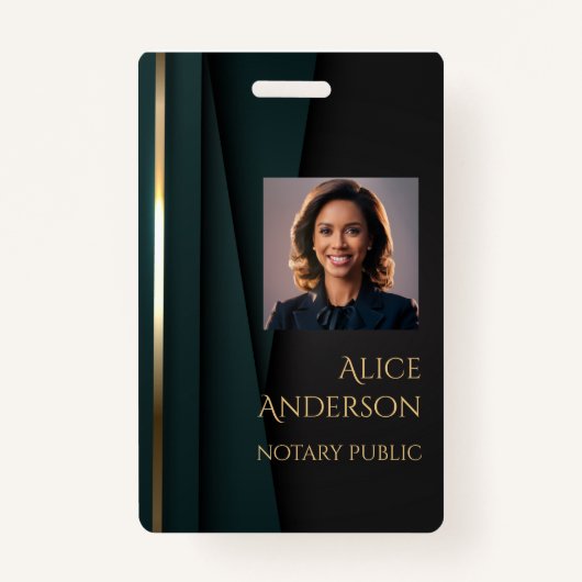 Luxe groen goud elegante notaris openbaar badge (Voorkant)