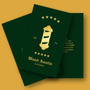Luxe Groen Gouden Vintage Kapper Paal Visitekaartje