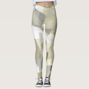 Luxe Groen Grijs Wit Waterverf Abstracte kunst Leggings