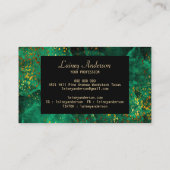 Luxe groen zwart en faux goud folie glitter visitekaartje (Achterkant)