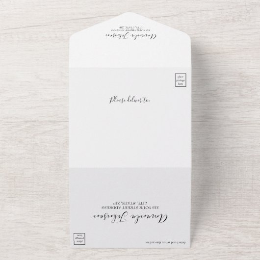 Luxe Groene en Gouden Waterverf Alcoholinkt All In One Uitnodiging (Buitenkant)