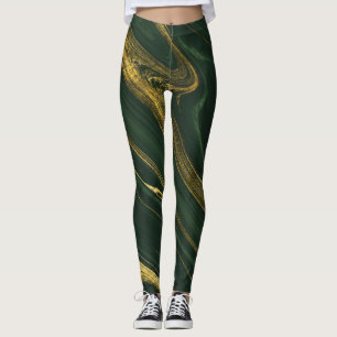Luxe groene Onyx: gouden marmer. Leggings