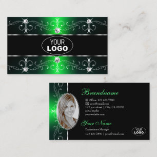 Luxe Groene Zwarte  Grenzen Logo en Foto Visitekaartje