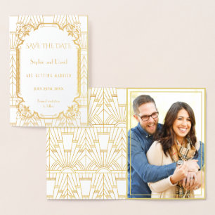 Luxe Grote Gatsby Art Deco Bruiloft Save The Date Folie Kaarten