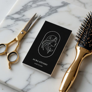 Luxe Haarstylist Lijnkunst Haarsalon QR-code Visitekaartje