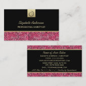 Luxe Haarstylist Roze Cheetah Print Haarsalon Visitekaartje (Voorkant / Achterkant)