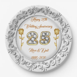 Luxe Happy past Silver 25th Jubileum aan Papieren Bordje