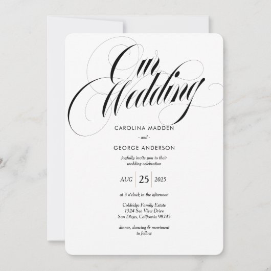 Luxe Headline bruiloft uitnodiging (Voorkant)
