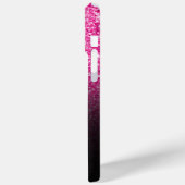 Luxe Heet Roze Glitter Zwart Gradient Case-Mate iPhone Case (Achterkant / Links)