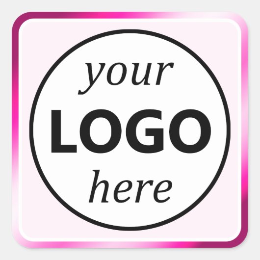 Luxe, heldere roze kleurverloop Uw Logo hier Vierkante Sticker (Voorkant)