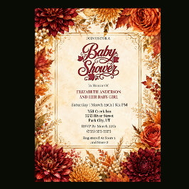 Luxe herfst baby shower voor meisje kaart