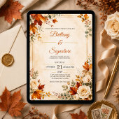 Luxe herfst bruiloft uitnodiging template